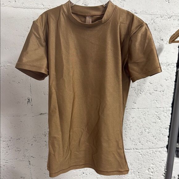 Skims Seamless T Shirt - Never Worn - Bronzy Size Small - Short Sleeve Shirt - Picture 1 of 3